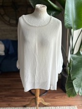 3/4 sleeve ivory Round Neck Over Sized Sheer Chiffon Layering Top One Size New