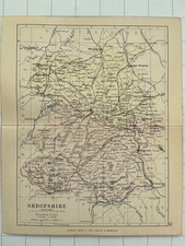 SHROPSHIRE - 1884 Antique Map