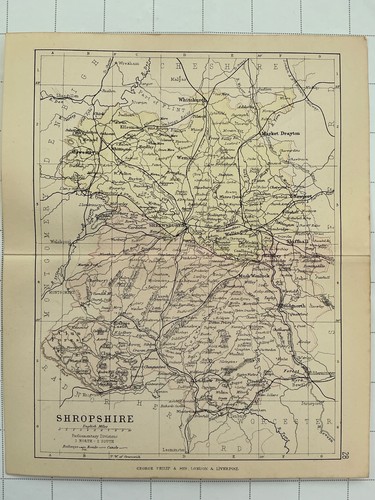 Shropshire 1884 antique map - 1884,