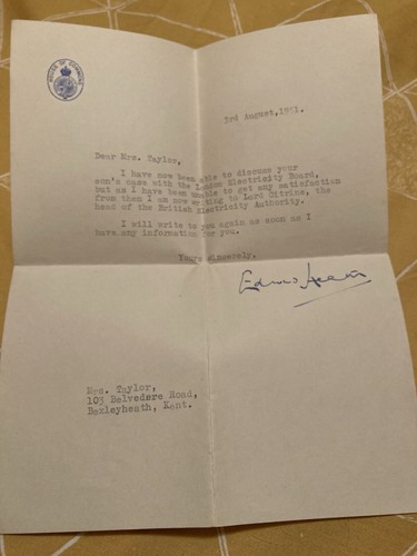 Signed letter sir edward - signed, heath