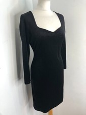 VTG 90s 80s Charlotte Halton bodycon velvet dress UK 10 goth halloween mini