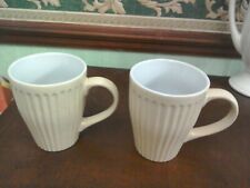 Pair 2 x Dartington stoneware Mugs -cream Ribbed -white inners-quality retro-vgc