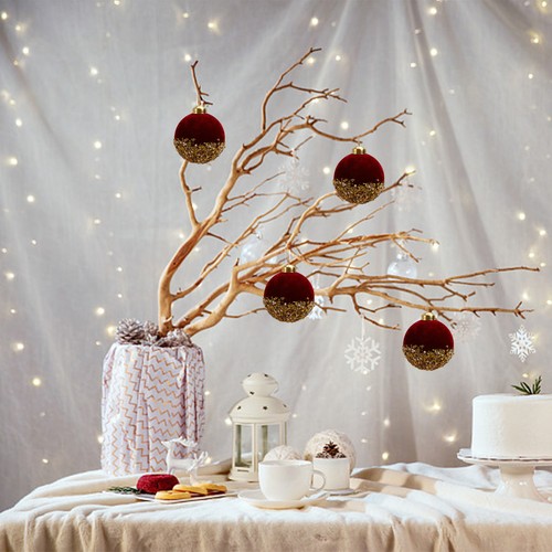 Red flocked glass ball - flocked,