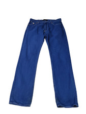 MENS ZARA MAN SIZE EUR 44 W34 L32 BRIGHT BLUE STRAIGHT DENIM JEANS TROUSER 34X32