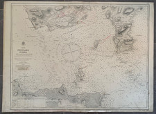 1858 (1942) Antique Map; Admiralty Chart 2162. Pentland Firth,  Orkney Islands