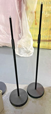 Pair of Microphone Stands Straight Black Heavy Duty Bases