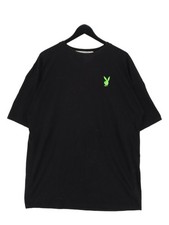 Playboy Women's T-Shirt UK 4 Black Polyester with Cotton Basic