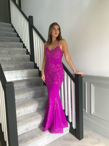 Magenta pink lace - magenta,
