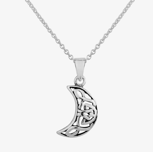 Celtic moon pendant necklace - celtic,