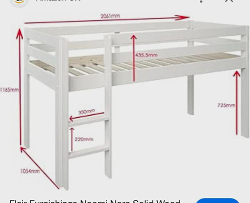 White wooden mid sleeper - wooden,