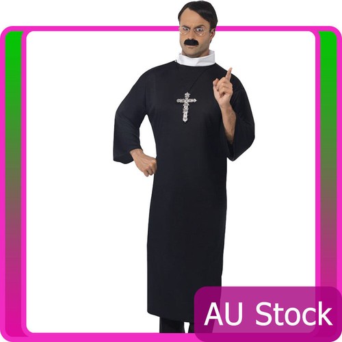 Mens priest costume black - black, robe