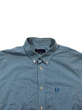 Fred Perry Men’s Blue Gingham Mod Long Sleeve Button Down Shirt - Size Medium