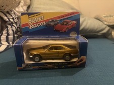 Vintage Die Cast Metal Super Racer Silver Porche Turbo Pull Back Action 