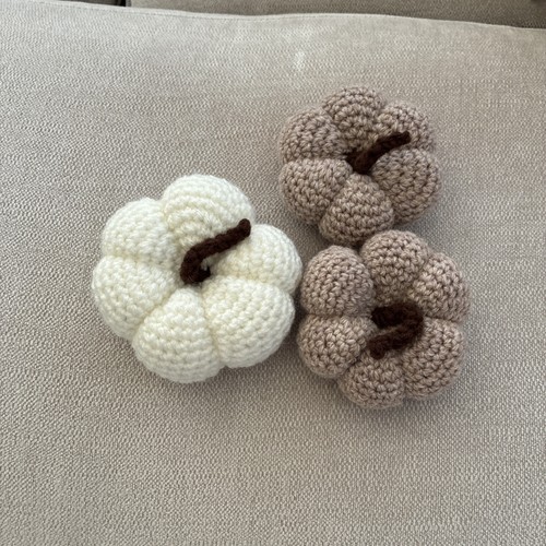 Hand crocheted plush - hand, pumpkin