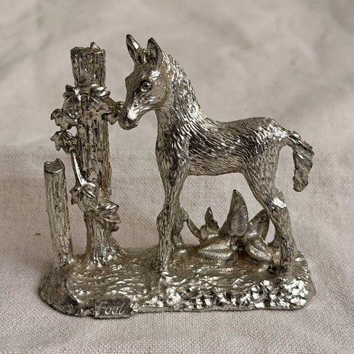Silver plated metal - plated, donkey