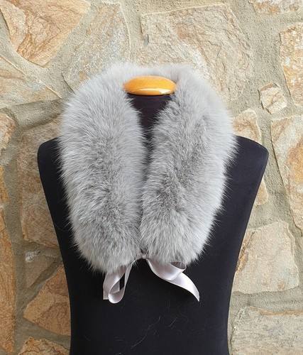Genuine gray fox fur - , collar