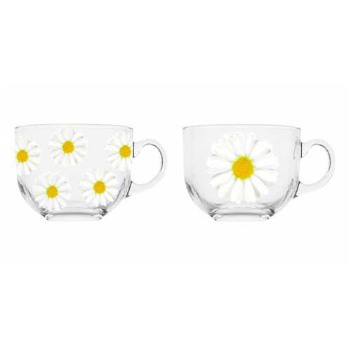 Glass mug set daisy - set, 2