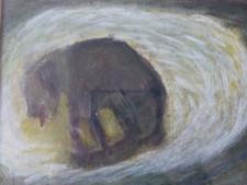 ANITA PRIOR Dog painting SMALL FRAMED ORIGINAL