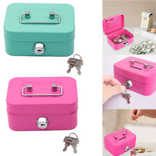 MONEY BOX TIN STEEL METAL CASH SECURITY CASH BOX WITH LOCK SAFE Portable Durable