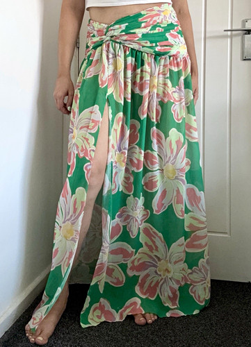 Malina green floral - by, sheer