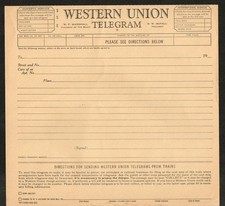 Western Union Telegram. Blank