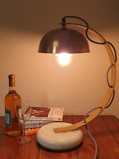 Bauhaus style  arched bronze and marble table lamp. Domed shade. PAT tested