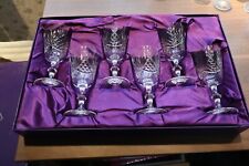 6 Beautiful Edinburgh Crystal Glasses 6.1/8" tall, Signed + Box
