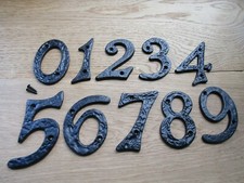 Cast iron old English cottage rustic house flat door numbers numeral plaque sign