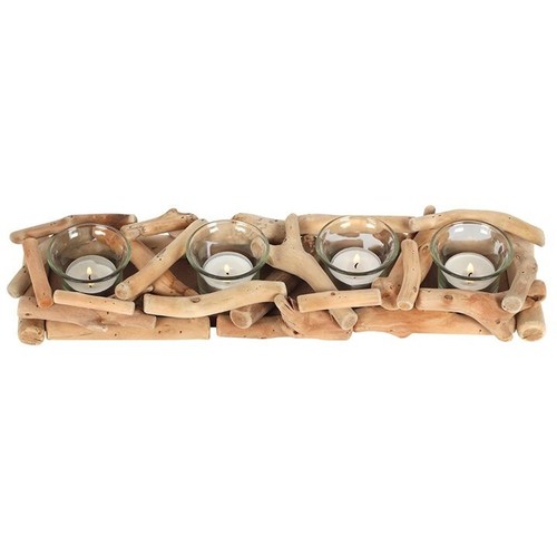 4pc driftwood candle holder - 4pc,