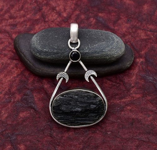 Black tourmaline gemstone 925 - black,