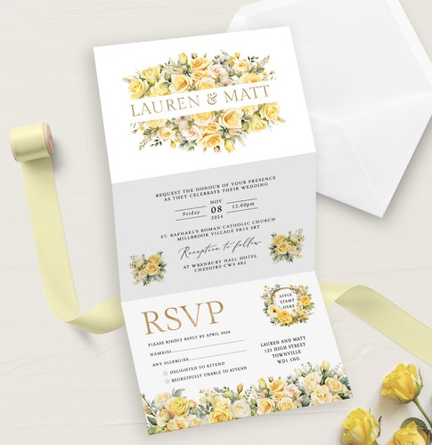 Wedding invitations yellow - wedding, invitations,