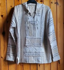 Mexican Baja Hippie Hoodie Top Men Women Size XL Colour Cream mix