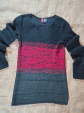 Sweater Shop - Black & Red Sparkle Striped Sweater - Jumper Dress Small