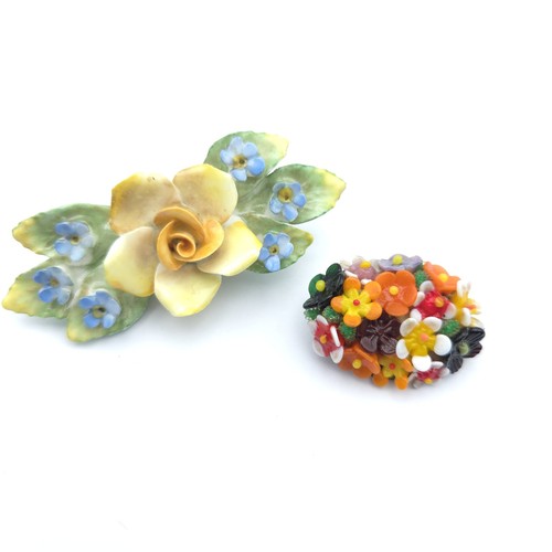 Czeck glass flower brooch - glass,