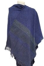 Ladies Celtic Ruana Shawl Mountain Blue Irish Handwoven 85% Lambswool 15% Nylon