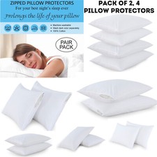 Pillow Protectors 100% Cotton Anti Allergenic Zipped Entry White Protector Cover