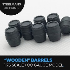 "Wooden" Barrels (10 Pack) 1:76 Scale / OO Gauge - Model Railway or Diorama GREY