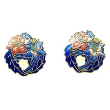 Vintage Enamel Flower Earrings