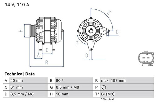 Alternator bosch fits - alternator,