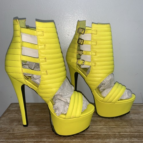 Women neon yellow heels - neon,