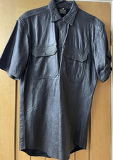 RETRO VINTAGE SAX LEATHER SUEDE SHORT SLEEVE SHIRT  SMALL S(A)X 