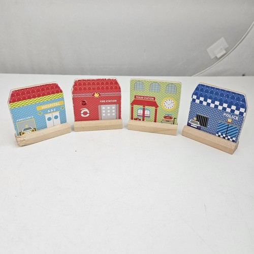 Wooden train set buildings - wooden,