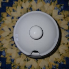 Sugar, Honey, Jam, Preserve Pot. White Ceramic With Hole In Lid For Spoon