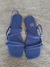 Laxies royal blue faux suede strappy flat sandles size 4 Shein
