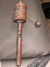 Antique Old Vintage Tibetan Natural Wood Prayer Wheel (C) 