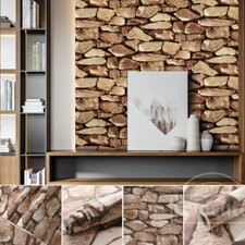 9.5M Stone Wallpaper 3D Effect Slat Stone Textured Wallpaper for Livingroom 1-6X
