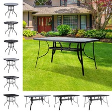 Marble Effect Garden Table Patio Dining Tables Outdoor Furniture + Umbrella Hole