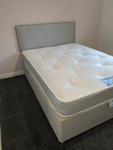 New wrapped grey double divan - wrapped,