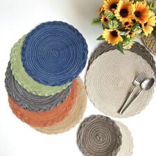 1PC Round Woven Braided Placemat Dining Kitchen Table Place Mats 18/30/38cm UK