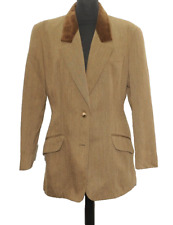 LADIES VELVET COLLAR TWEED HACKING RIDING VENETIAN CLOTH JACKET LARGE BROWN